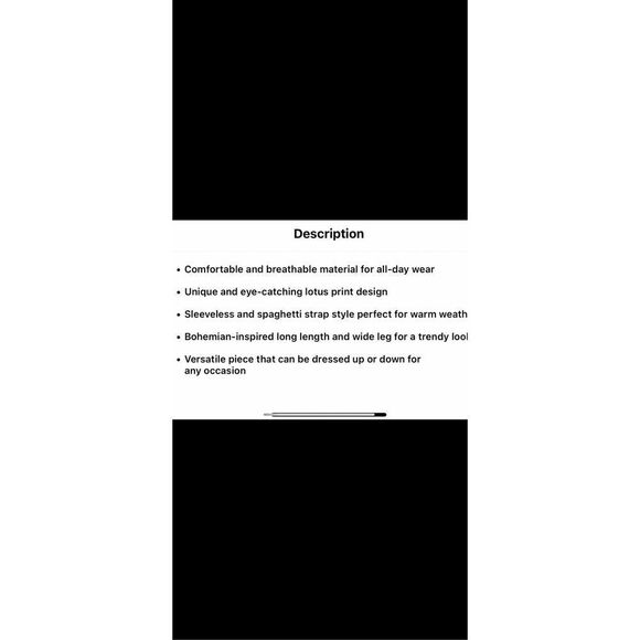 Beautiful lotus print spaghetti strap, romper/overalls with pocket - Picture 3 of 9